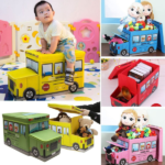 🚌 Bus Shape Storage Box and Chair – Multi-Functional Toy Organizer for Kids (Yellow) - Image 3