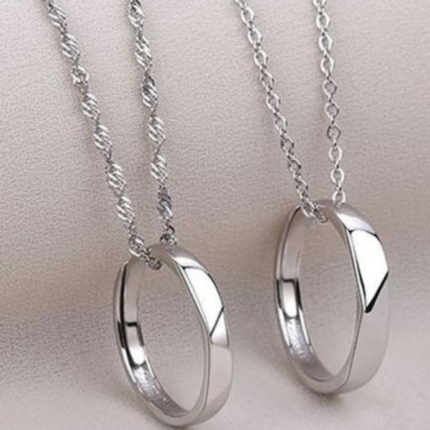 Silver Ring Pendant Pack of 2 – Adjustable Alloy Jewelry Set for Women - storeone.pk