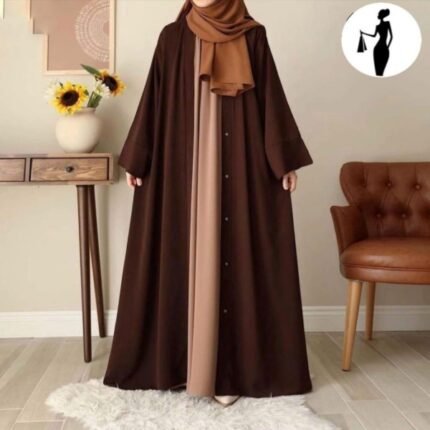 Brown Georgette Full Abaya with Stoller for Women – Elegant Modest Wear for Daily, Umrah & Hajj (Pakistan) storeone.pk