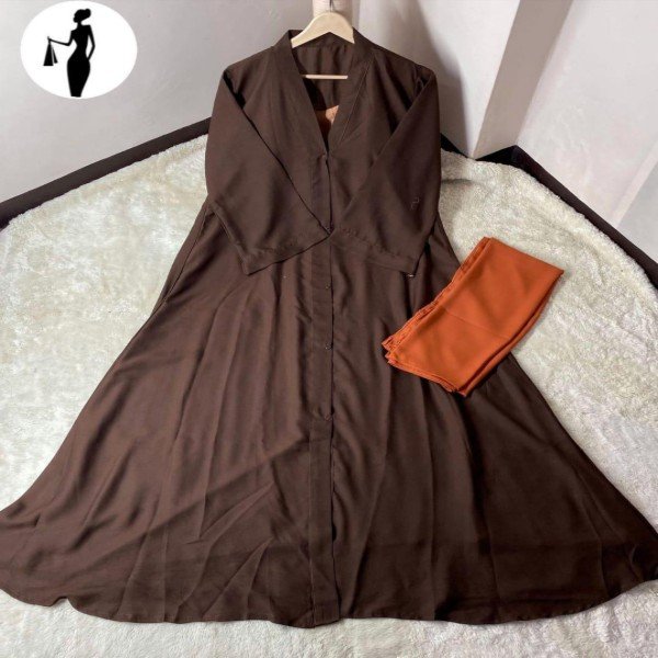 Brown Georgette Full Abaya with Stoller for Women – Elegant Modest Wear for Daily, Umrah & Hajj (Pakistan) storeone.pk