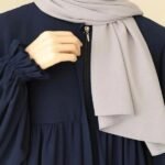 Elegant Blue Georgette Plain Classic Abaya with Stoller – Lightweight & Modest Wear for Girls - Image 3