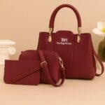 Women's Premium Rexine 3-Piece Handbag Set (Brown) – Stylish & Durable Everyday Bag Combo in Pakistan - Image 4