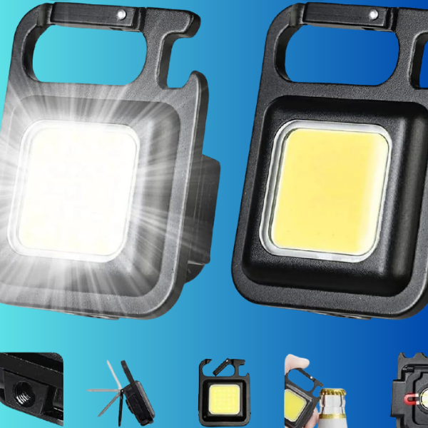 Mini LED Flashlight Keychain Black – Multifunctional COB Emergency Light - storeone.pk