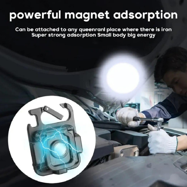 Mini LED Flashlight Keychain Black – Multifunctional COB Emergency Light - storeone.pk