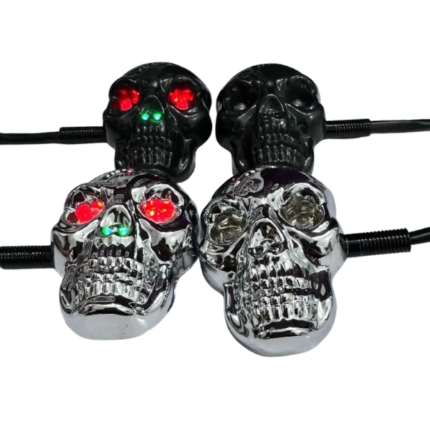 Special Decoration Fancy Stylish Skull Shape Motorcycle LED Indicators – Pack of 4 | ABS Material | Red & Green LED Lights | storeone.pk