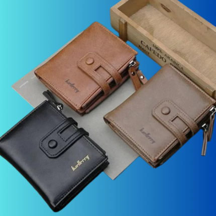 Men's Premium Leather Wallet with Zipper – Multicolor Card Holder - storeone.pk
