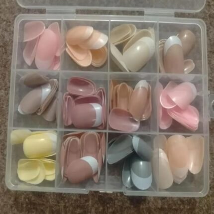 144 Pcs French Tip Artificial Nails – Nude Shades | Easy Stick-On Manicure Set STOREONE.PK