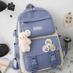 Premium Nylon Backpack Set (4 Pcs) for Girls & Boys – Lightweight, Stylish & Durable Daily Use Bag