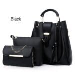 Black Women 3-Piece Leather Handbag Set | Elegant Tote & Clutch – STOREONE.PK