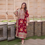 Maroon Embroidered Lawn 3PC Suit for Women Pakistan STOREON.PK