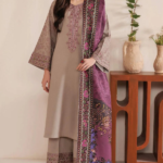 Elegant Women’s Dhanak Suit with Wool Dupatta – Brown Party Wear 3PCS - Image 2