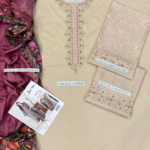 Elegant Women’s Dhanak Suit with Wool Dupatta – Brown Party Wear 3PCS