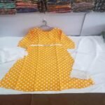 Elegant Yellow Arabic Lawn Printed Maxi Dress 3 Piece Suit Set for Women – Chiffon Dupatta & Cotton Trouser - Image 4