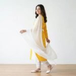Elegant Yellow Arabic Lawn Printed Maxi Dress 3 Piece Suit Set for Women – Chiffon Dupatta & Cotton Trouser - Image 2