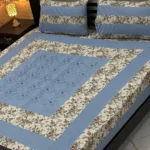 3 Pcs Cotton Patchwork Double Bedsheet – Turquoise
