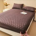 Waterproof Quilted Microfiber Mattress Cover – Brown Double Bed