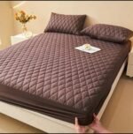 Waterproof Quilted Microfiber Mattress Cover – Brown Double Bed