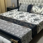 Premium Crystal Cotton Double Bedsheet Set – Floral Zebra Print