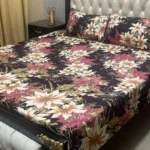 Premium Crystal Cotton Double Bedsheet Set – Floral Zebra Print - Image 5