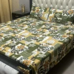 Premium Crystal Cotton Double Bedsheet Set – Floral Zebra Print - Image 9