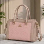 Premium Women's Structured Handbag – Rexine Top Handle Shoulder Bag | Pink