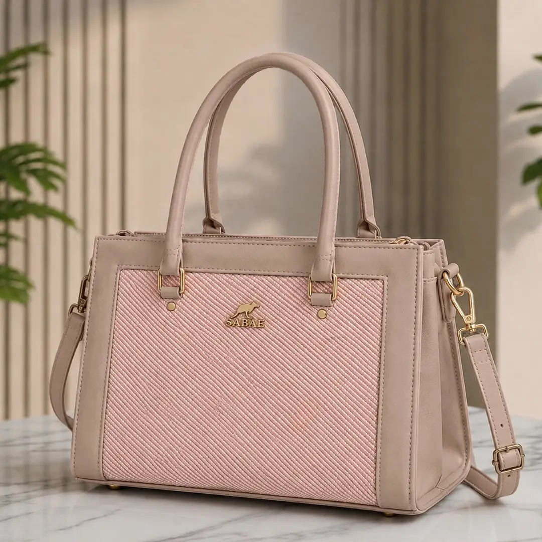 MINDCLAVE.ORG - STOREONE.PK_027 Premium Women's Structured Handbag – Rexine Top Handle Shoulder Bag | Pink - Image 1