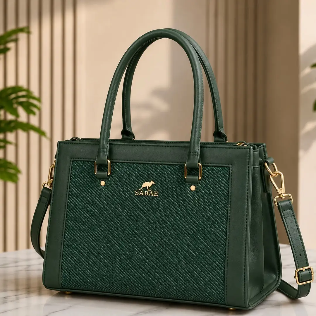 MINDCLAVE.ORG - STOREONE.PK_028 Premium Women's Structured Handbag – Rexine Top Handle Shoulder Bag | Green - Image 1