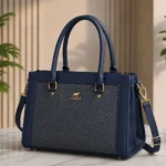 Premium Women's Structured Handbag – Rexine Top Handle Shoulder Bag | Blue