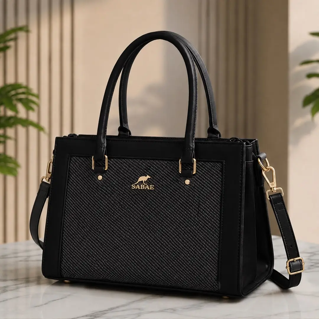 MINDCLAVE.ORG - STOREONE.PK_030 Premium Women's Structured Handbag – Rexine Top Handle Shoulder Bag | Black - Image 1
