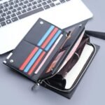 Men's Leather Wallet – Black & Brown Zippered - Image 4