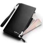 Men's Leather Wallet – Black & Brown Zippered - Image 5