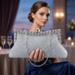Silver Rhinestone Clutch – Elegant Wedding & Party Evening Bag