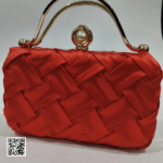 Red Woven Clutch With Pearl Clasp – 7 × 4 Inch